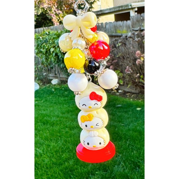 Hello Kitty Kawaii Dumpling Stack Keychain Purse Bag Charm - Picture 4 of 8